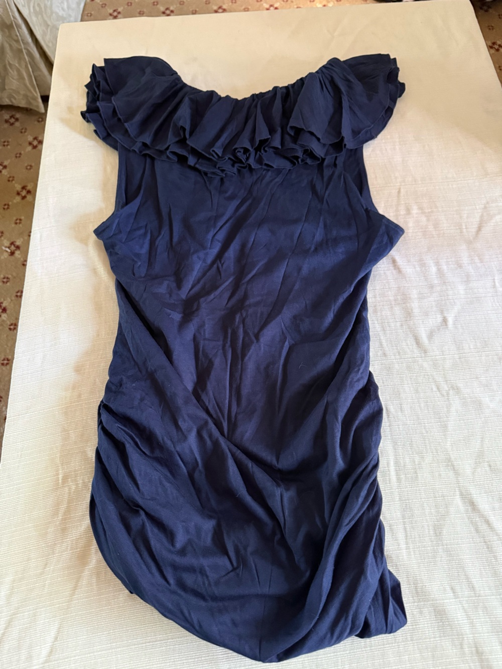 Ralph Lauren Navy Off-Shoulder Ruffle Top - Picture 3 of 3